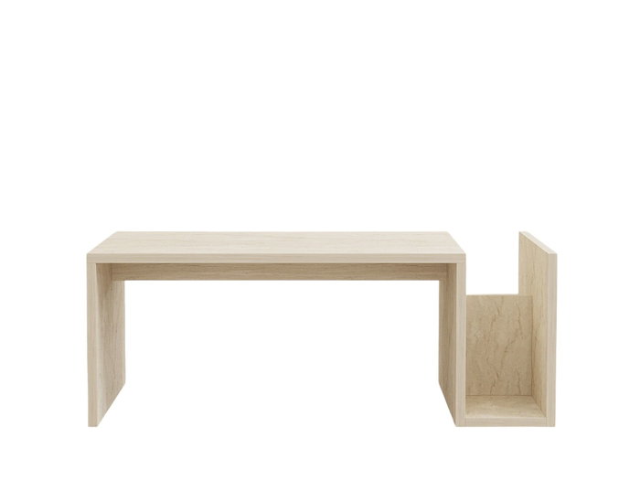 Aucune Mesa de centro MEMO Rectangular Efecto mármol travertino